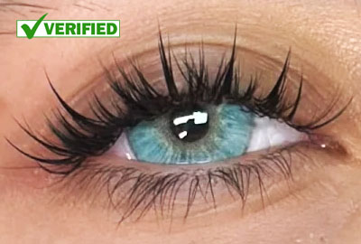 Close-up of blue-green eye with lash extensions from Siren Lashes in ABQ NM.